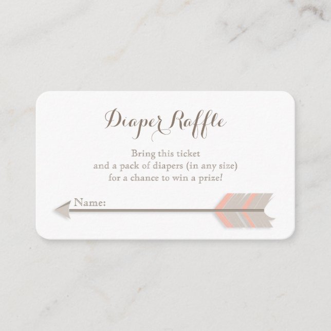 Tarjeta De Recepción Boleto de Raffle Boho Baby Shower Pink and GreyDia (Anverso)
