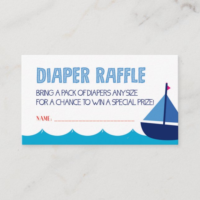 Tarjeta De Recepción Boleto de Raffle con pañal nautico azul (Anverso)