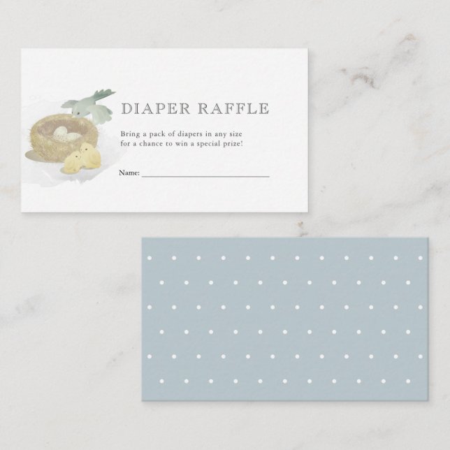 Tarjeta De Recepción Boleto de Raffle con pañales de Baby Shower azul N (Anverso / Reverso)