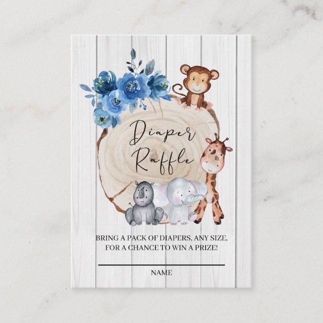 Tarjeta De Recepción Boleto de Raffle con pañales florales para animale (Anverso)