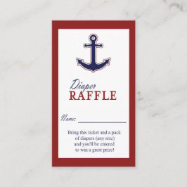 Tarjeta De Recepción Boleto de Raffle de Ancla Náutica rojo y azul