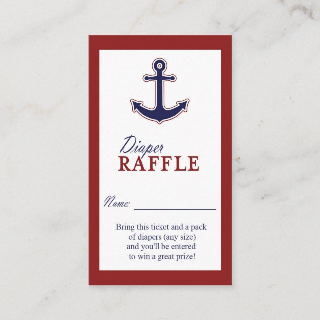 Tarjeta De Recepción Boleto de Raffle de Ancla Náutica rojo y azul (Anverso)