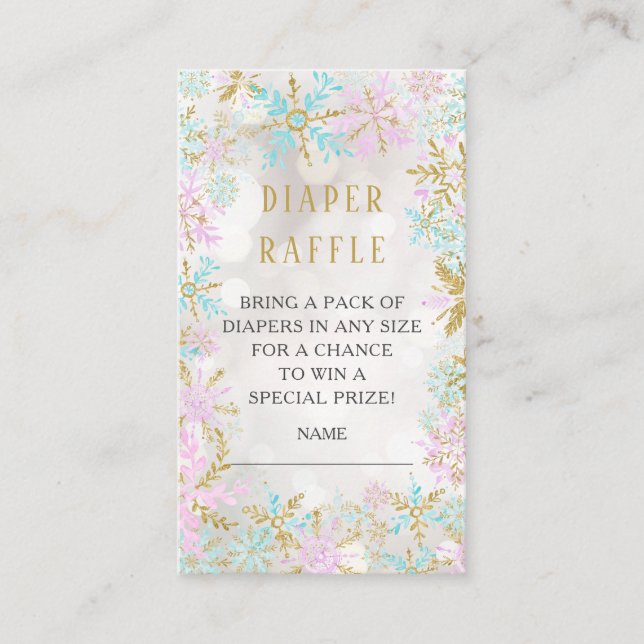 Tarjeta De Recepción Boleto de Raffle de Baby Shower Diaper para Snowfl (Anverso)