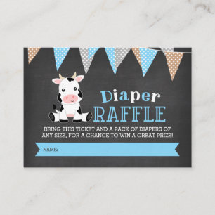 Tarjeta De Recepción Boleto de Raffle de Chalkboard Cow Boy Diaper