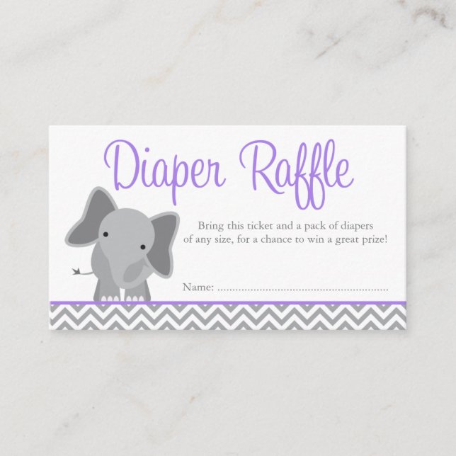 Tarjeta De Recepción Boleto de Raffle de Cute Elephant Chevron Purple D (Anverso)