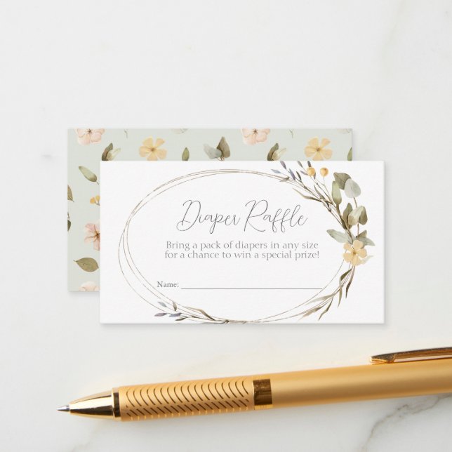 Tarjeta De Recepción Boleto de Raffle de Diaper Baby Shower Oval (Anverso/Reverso In Situ)