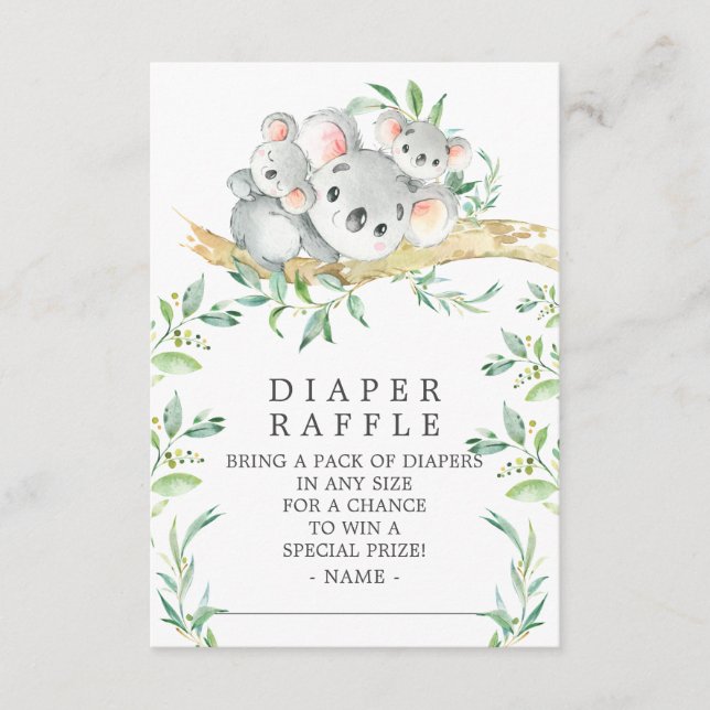 Tarjeta De Recepción Boleto de Raffle de Diaper Baby Shower para el oso (Anverso)