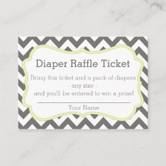 Tarjeta De Recepción Boleto de Raffle de Diaper Chevron gris y limón