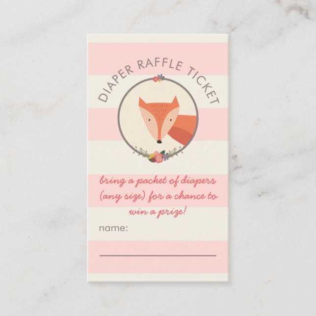 Tarjeta De Recepción Boleto de Raffle de Diaper Chica Baby Shower Games (Anverso)