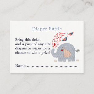 Tarjeta De Recepción Boleto de Raffle de Diaper con ducha de elefante a