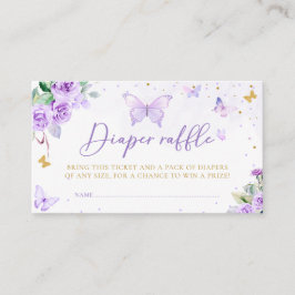 Tarjeta De Recepción Boleto de Raffle de Diaper Floral Purple Gold