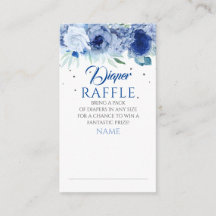 Boleto de Raffle de Diaper Floral y Plata Azul