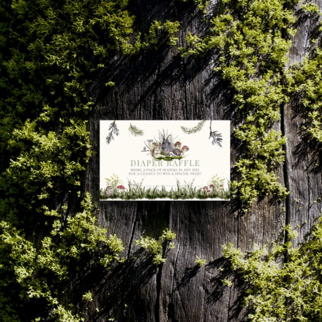 Tarjeta De Recepción Boleto de Raffle de Diaper Forestal Encantado (Enchanted Forest Woodland Animals Baby Shower Diaper Raffle Ticket)