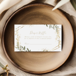 Tarjeta De Recepción Boleto de Raffle de Diaper Geométrico Gold Greener