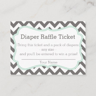 Tarjeta De Recepción Boleto de Raffle de Diaper Gris y Mint Chevron