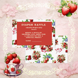 Tarjeta De Recepción Boleto de Raffle de fresa moderna Berry Sweet Diap