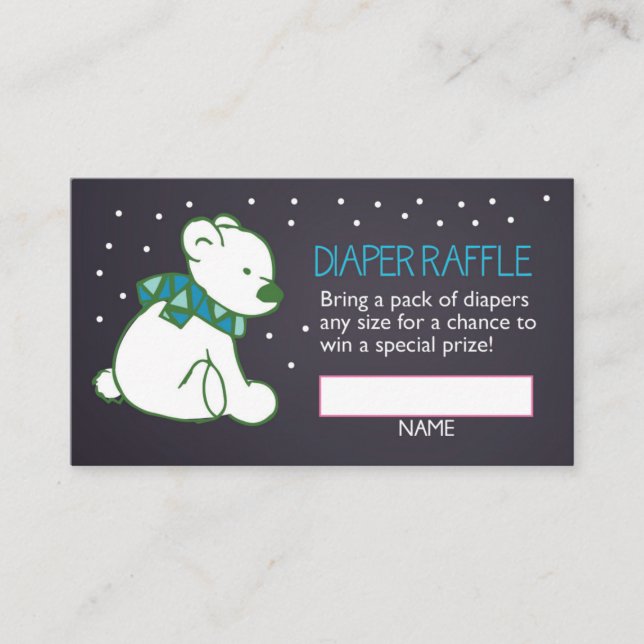 Tarjeta De Recepción Boleto de Raffle de Green Polar Bear Diaper (Anverso)