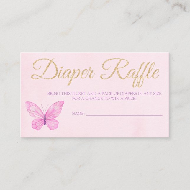 Tarjeta De Recepción Boleto de Raffle de Mariposa Diaper para Baby Show (Anverso)
