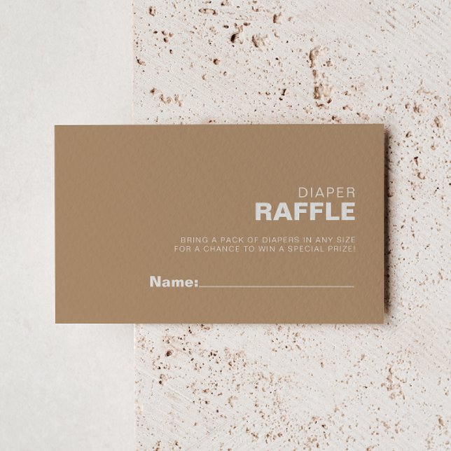 Tarjeta De Recepción Boleto de Raffle de pañal marrón formal minimalist (Subido por el creador)