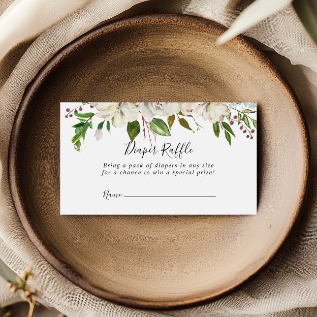 Tarjeta De Recepción Boleto de Raffle floral Peony en invierno blanco (Subido por el creador)