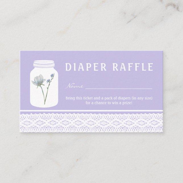 Tarjeta De Recepción Boleto de Raffle Mason Jar & Lace Diaper (Anverso)