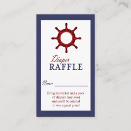 Tarjeta De Recepción Boleto de Raffle Nautical Wheel Blue and Red Diape