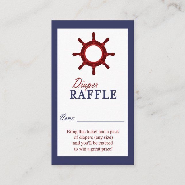 Tarjeta De Recepción Boleto de Raffle Nautical Wheel Blue and Red Diape (Anverso)