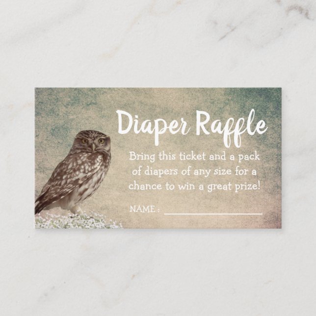 Tarjeta De Recepción Boleto de Raffle Raffle de Baby Shower para lechuz (Anverso)