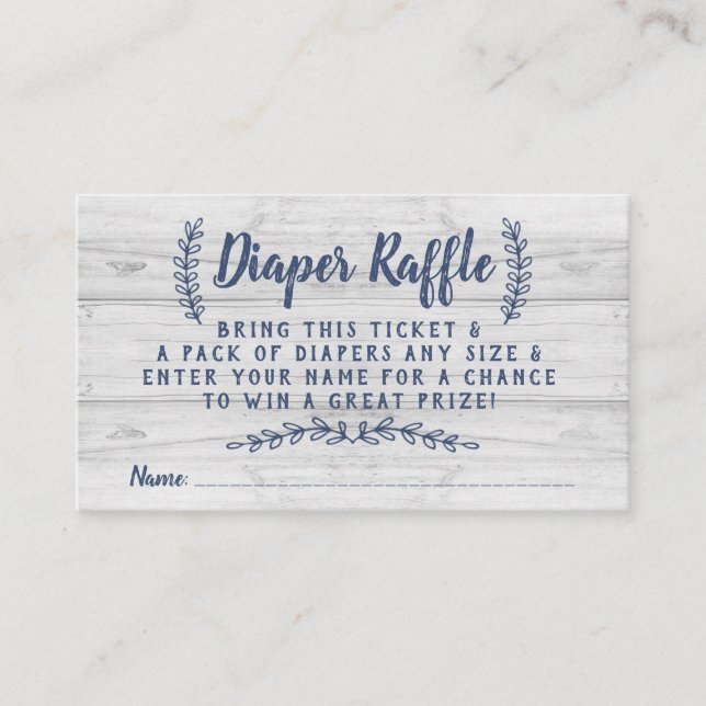 Tarjeta De Recepción Boleto de Raffle Rusitti Diaper de Madera, Azul, G (Anverso)