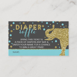 Tarjeta De Recepción Boleto de Raffle Safari Diaper, Aqua, Purpurina fa