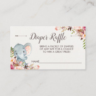 Tarjeta De Recepción Boleto de raffre para pañales Boho elephant