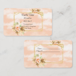 Tarjeta De Recepción Boleto de rifa de flores de acuarela de coral con