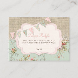 Tarjeta De Recepción Boleto de rifa de pañal Chic Shabby Rustic Country