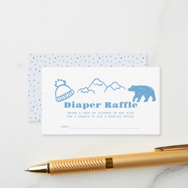 Tarjeta De Recepción Boleto de rifa de pañal de bebé de invierno dibuja (Anverso/Reverso In Situ)