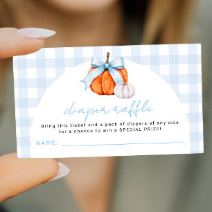 Tarjeta De Recepción Boleto de rifa de pañal de calabacita de gingham a