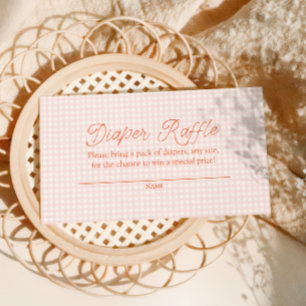 Tarjeta De Recepción Boleto de rifa de pañal de gingham rojo y rosa pri