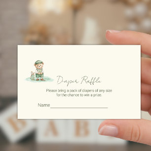 Tarjeta De Recepción Boleto de rifa de pañal de golf con oso lindo