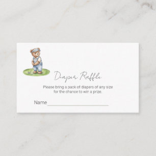 Tarjeta De Recepción Boleto de rifa de pañal de osito de peluche azul l