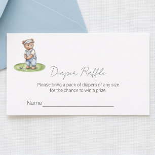 Tarjeta De Recepción Boleto de rifa de pañal de osito de peluche azul l