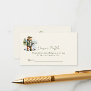Tarjeta De Recepción Boleto de Rifa de Pañal de Oso Pescando Adorable