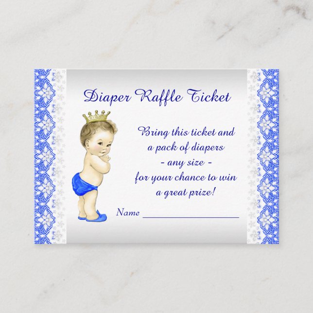Tarjeta De Recepción Boleto de rifa de pañal de príncipe (Anverso)