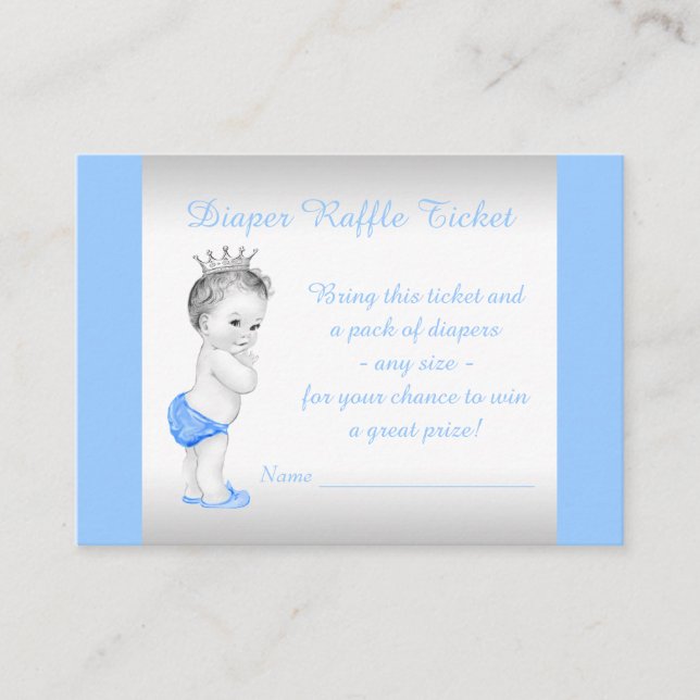 Tarjeta De Recepción Boleto de rifa de pañal para bebé niño (Anverso)