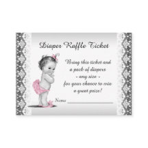 Boleto de rifa de pañal para niña vintage