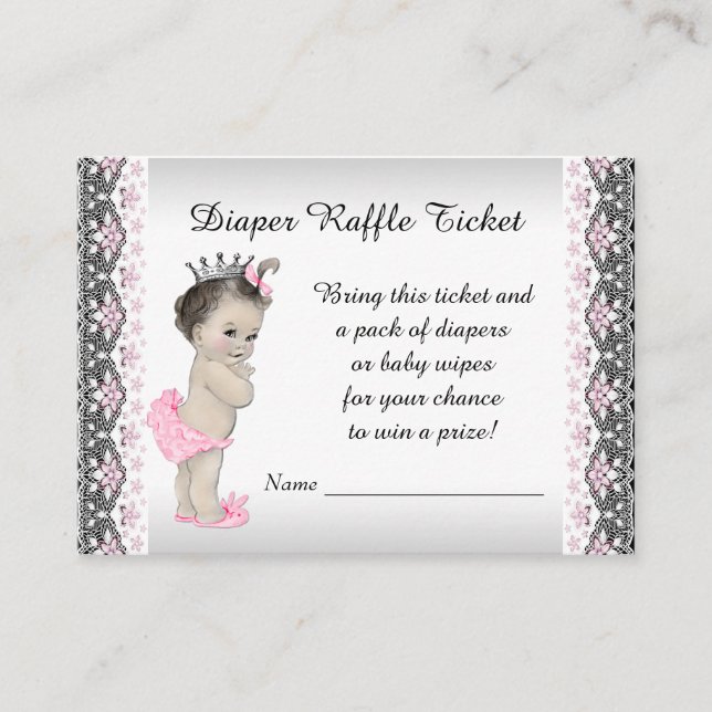 Tarjeta De Recepción Boleto de rifa de pañales de la Princesa Plateada  (Anverso)