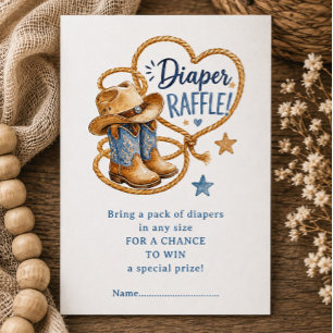 Tarjeta De Recepción Boleto de Rifa de Pañales de Vaquero Howdy Baby
