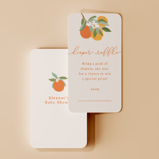 Tarjeta De Recepción Boleto de Rifa de Pañales Little Cutie Naranjas