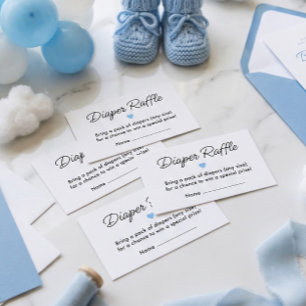 Tarjeta De Recepción Boleto de rifa de pañales para baby shower azul mo