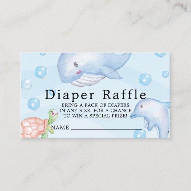 Tarjeta De Recepción Boleto de rifa de pañales para baby shower Bajo el (Anverso)
