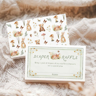 Tarjeta De Recepción Boleto de rifa de pañales para baby shower Bosque 