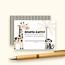 Tarjeta De Recepción Boleto de Rifa de Pañales para Baby Shower de Anim